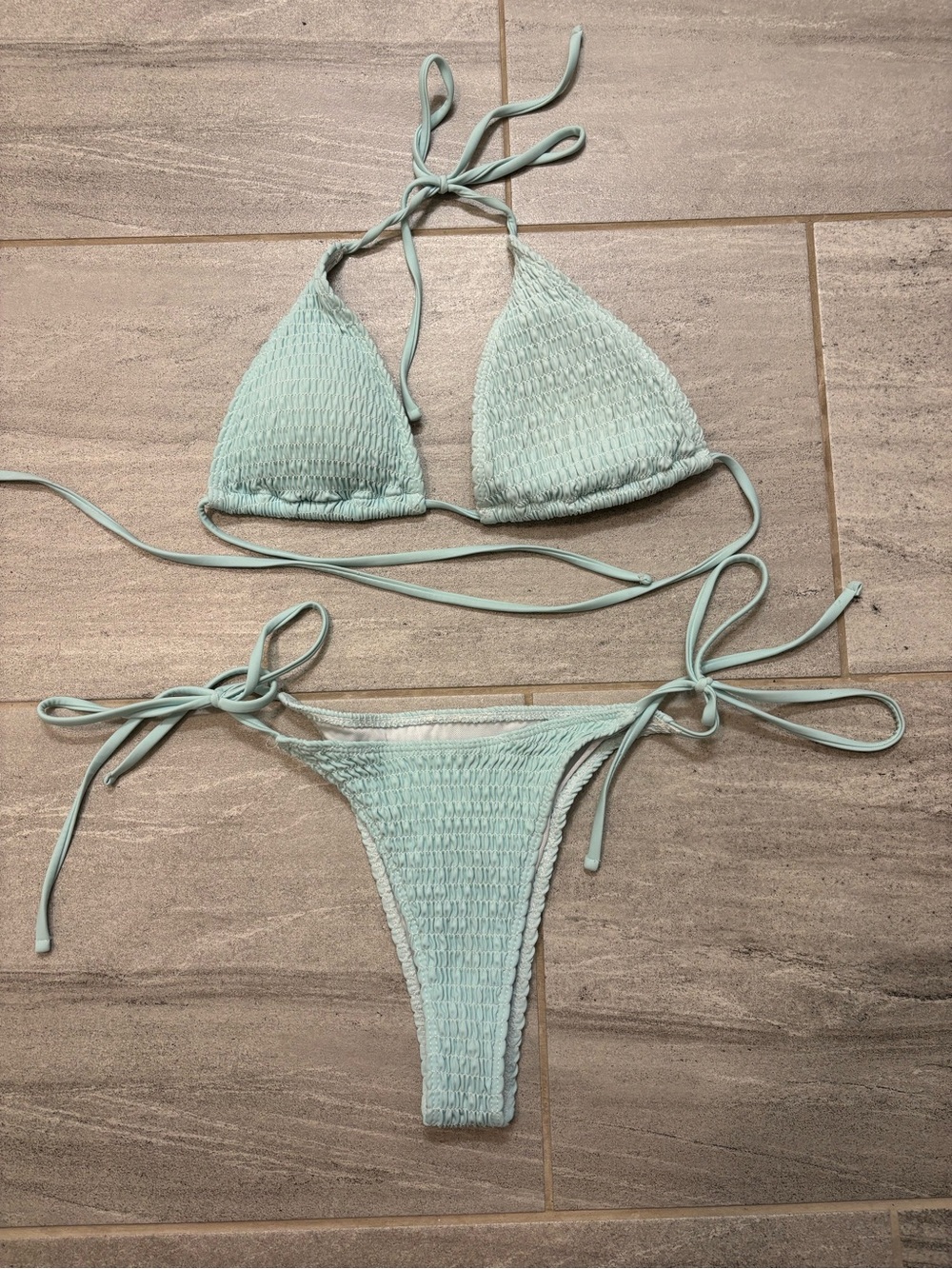 Smocked Triangle Bikini Set - Picture 2 of 8